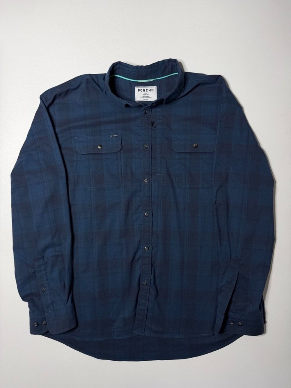 Poncho Flannel Shirt XXL Blue/Gray Flannel Long Sleeve Western Workwear